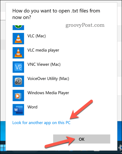 Odabir aplikacije za otvaranje vrste datoteke u sustavu Windows 11