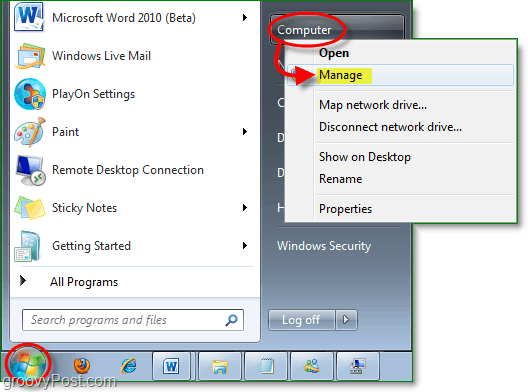 pristupite upravitelju uređaja iz početnog izbornika Windows 7