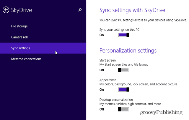 Postavke za sinkronizaciju SkyDrive