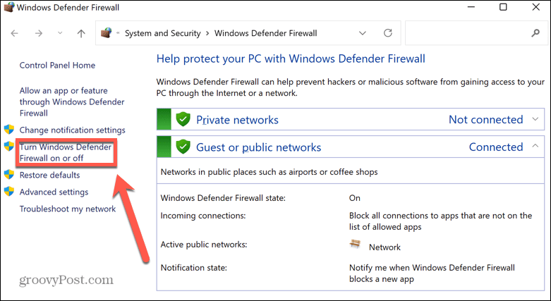 Windows 11 isključi vatrozid