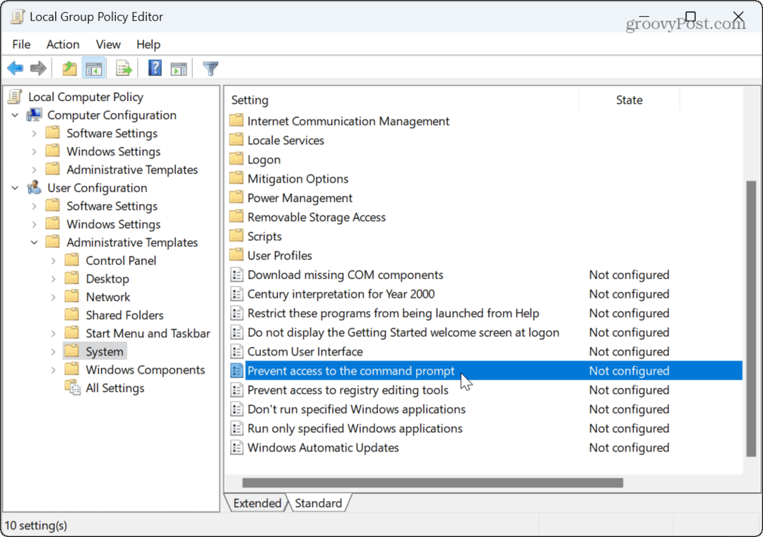 Kako onemogućiti naredbeni redak u sustavu Windows 11
