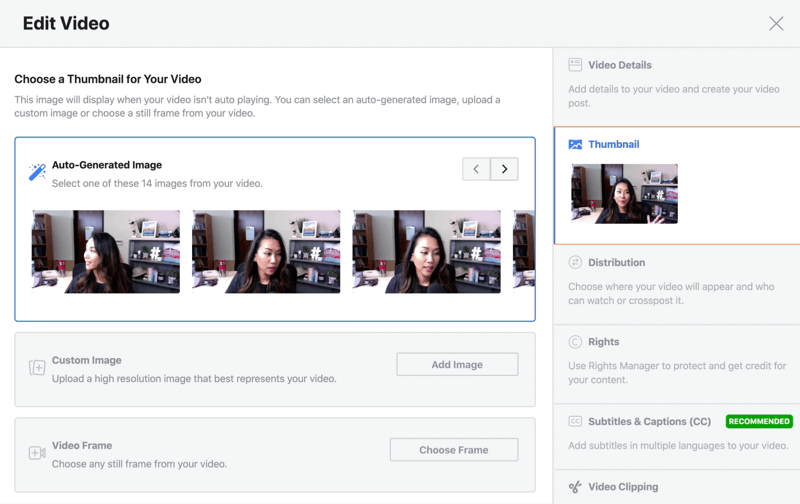 facebook live stream uredi video mogućnost odabirom automatski generirane minijature