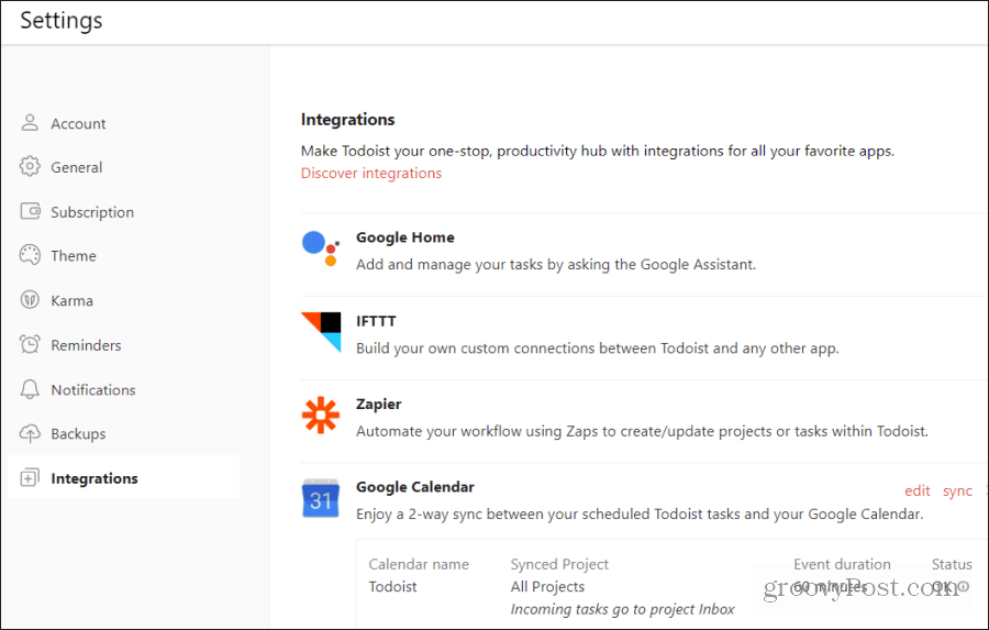integracija todoist google kalendara