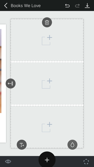 Stvorite Unfold Instagram priču, korak 7, koji prikazuje predložak stranice s otpadom.