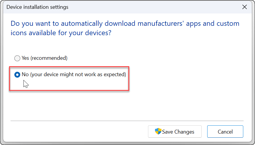 Onemogućite automatsku instalaciju upravljačkog programa u sustavu Windows 11