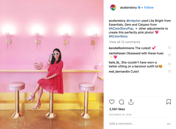 Stvorite priču o boji u Instagramu, korak 7, prikazujući gotov post.