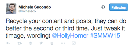 tweet s prezentacije holly homer smmw15