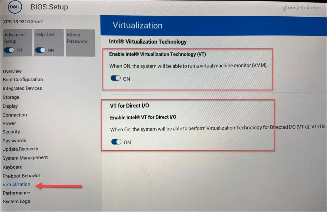 BIOS Omogući virtualizaciju