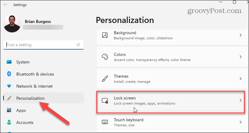 zaslon za zaključavanje personalizacije Windows 11