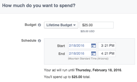 značajka proračuna za facebook oglase