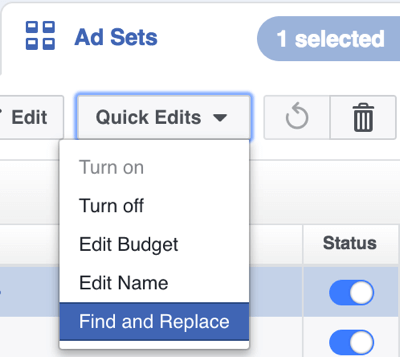 U programu Power Editor kliknite Quick Edits i s padajućeg izbornika odaberite Find and Replace.