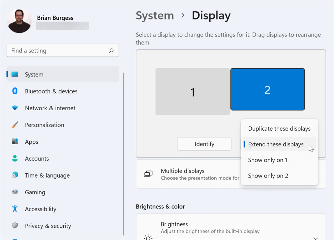 Proširite postavke monitora zaslona Windows 11