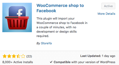 Odaberite i aktivirajte dodatak WooCommerce Shop na Facebook.