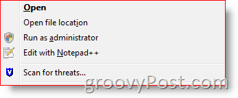 Dodajte Pokreni kao drugi korisnik u kontekstni izbornik Windows Explorer za Vista i Server 2008:: groovyPost.com