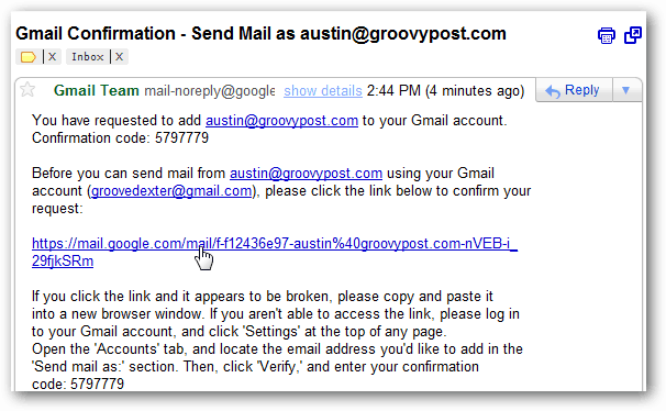gmail pretinac - e-pošta za potvrdu