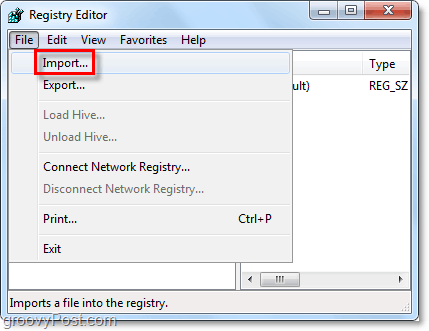 uvoz registra u sustavu Windows 7 i Vista