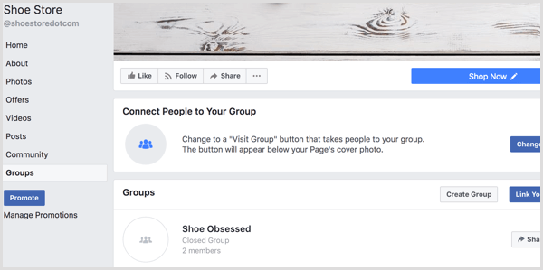 Facebook dodaj karticu Grupe