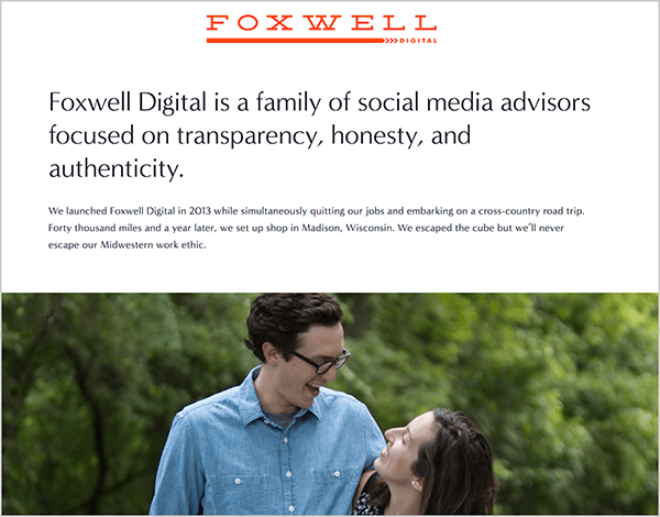 Andrew Foxwell sa suprugom vodi Foxwell Digital. Na njihovoj web stranici na vrhu se pojavljuje logotip Foxwell Digital, nakon čega slijedi tekst: „Foxwell Digital je obitelj savjetnika za društvene medije usmjerena na o transparentnosti, poštenju i autentičnosti. " Ispod ovog teksta nalazi se fotografija Andrewa i njegove supruge koji se gledaju ispred zelenih lisnatih stabala.