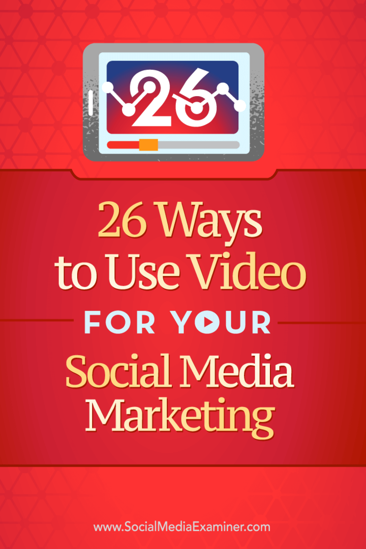 Savjeti o 26 načina na koje možete koristiti video u svom društvenom marketingu.