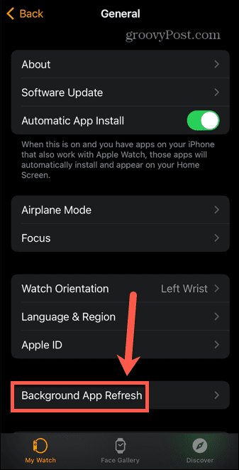 osvježavanje pozadinske aplikacije za Apple Watch