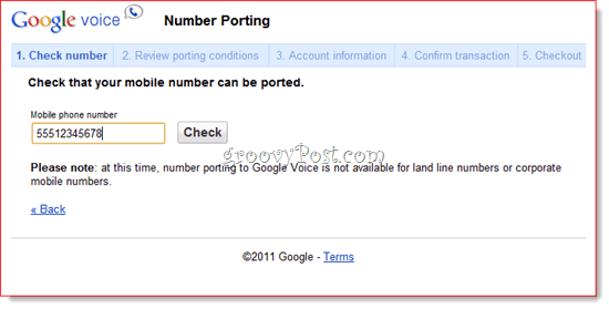 Telefonski broj priključka Google Voicea