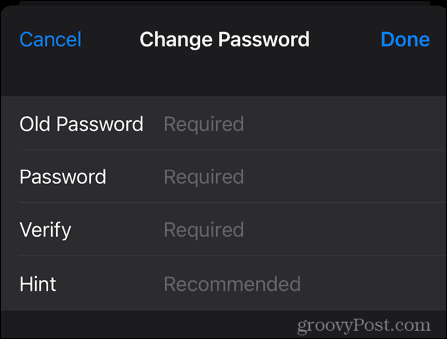 iphone promijeniti lozinku za bilješke