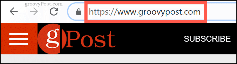 Naziv domene groovyPost.com u URL-traci preglednika Chrome