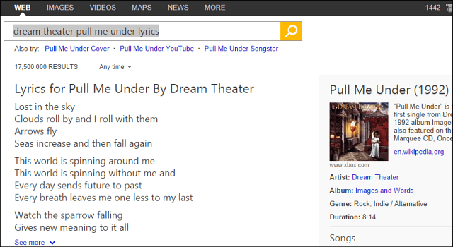 Google Copies Bing dodaje tekst pretraživanja pjesama u rezultate pretraživanja