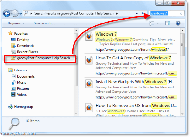 upotrijebite konektor za pretraživanje na svom popisu favorita za pretraživanje udaljene lokacije u sustavu Windows 7 koja zapravo nije dio vašeg sustava