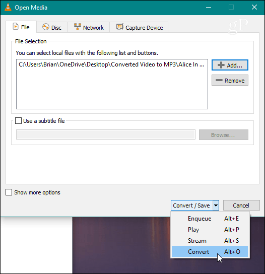  VLC Odaberite Pretvorba datoteke