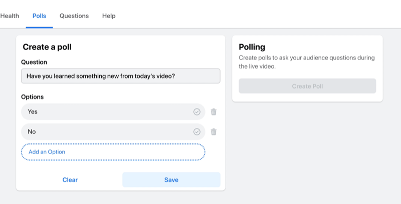 facebook live stream opcija za stvaranje ankete
