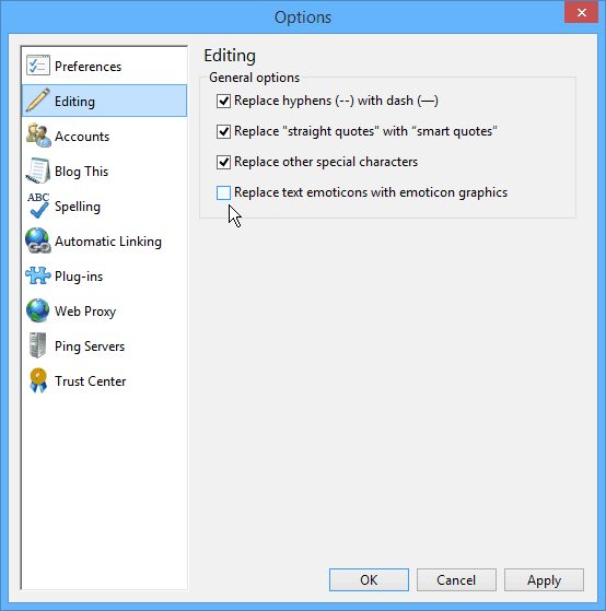 Uređivanje programa Windows Live Writer