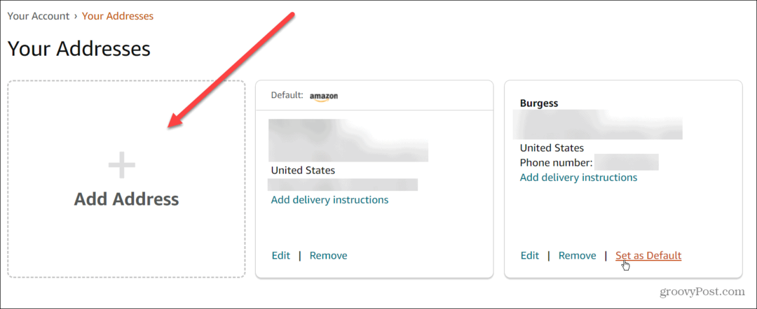 Promijenite svoju adresu za dostavu na Amazonu
