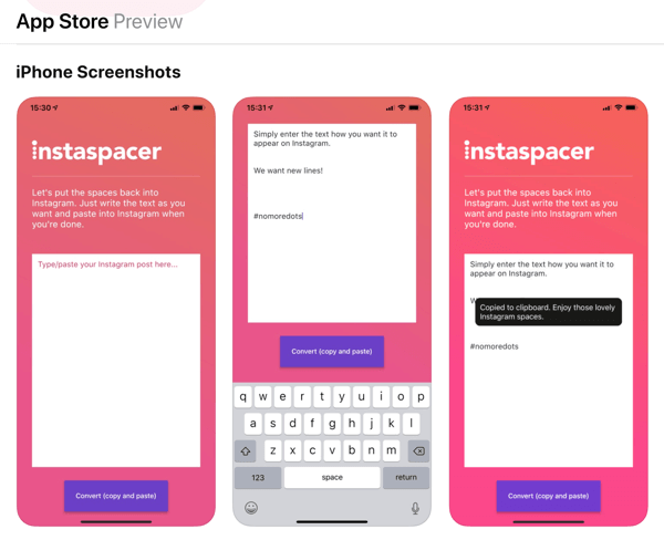 Aplikacija Instaspacer za titlove s fotografija na Instagramu