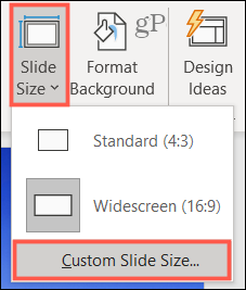 Kliknite Veličina slajda, Prilagođena veličina slajda