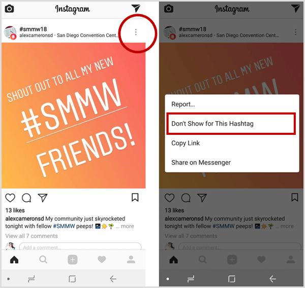 Instagram post ne prikazuje ovaj hashtag