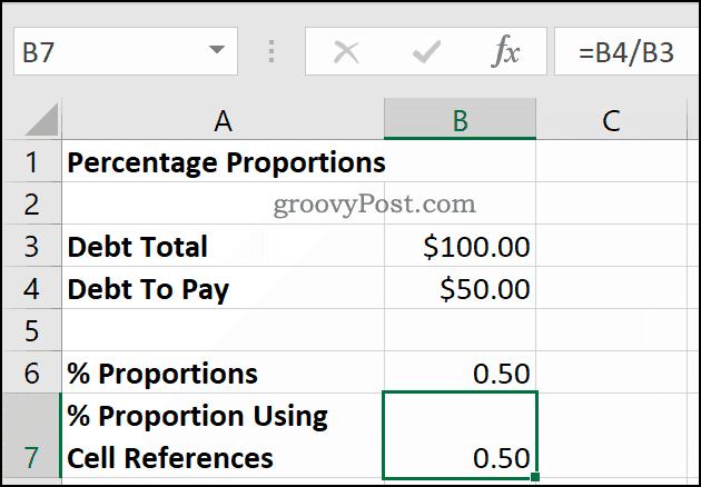 Izračunavanje postotaka u proporcijama koristeći Microsoft Excel