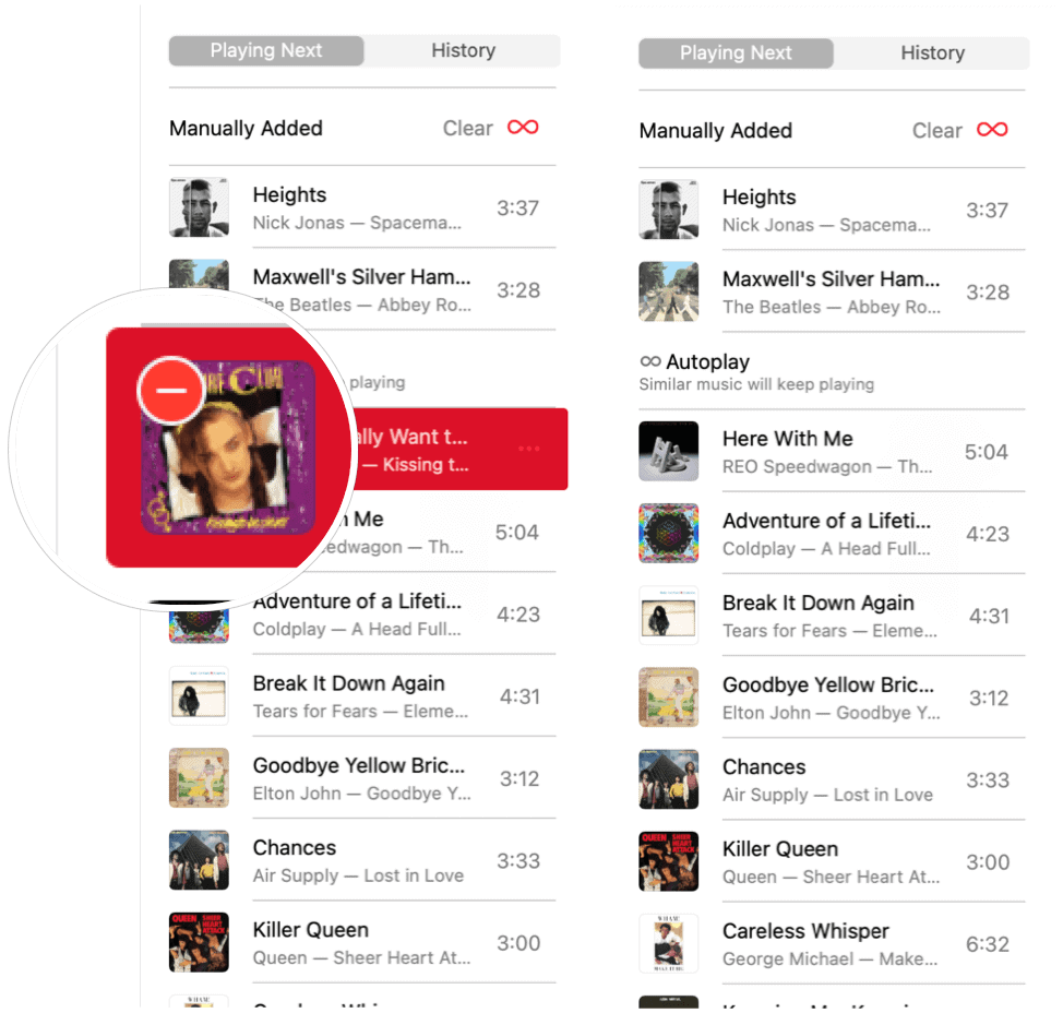 Apple Music Autoplay uklanja pjesmu