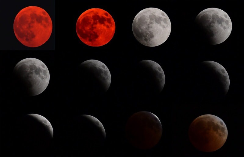 će se vidjeti u različitim bojama tijekom faze pomrčine Mjeseca
