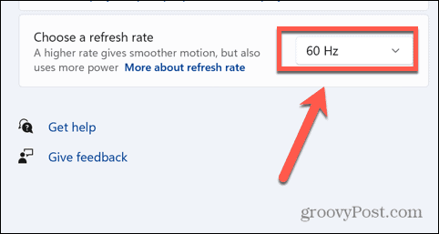 Windows 11 odaberite brzinu osvježavanja