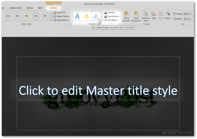 Predložak Officea 2013 Stvorite Izrada prilagođenog dizajna POTX Prilagodba Vodič za dijapozitive Kako WordArt stil fonta svojstva boja Predodređivanje teksta