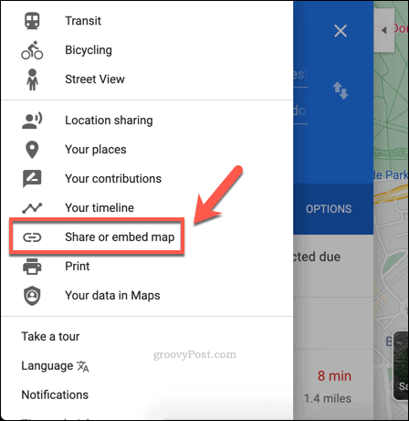Stvaranje veze za dijeljenje Google Mapsa