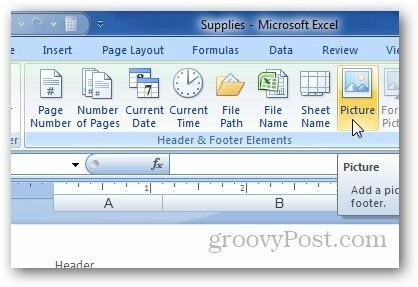 Podnožje zaglavlja Excela 5