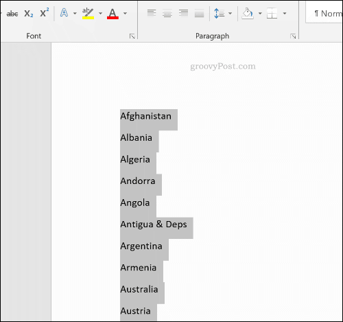 Poredani popis u programu Microsoft Word