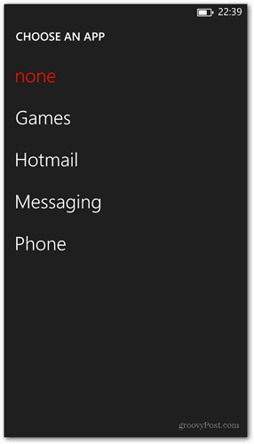 Zaslon zaključavanja Windows Phone 8 prilagodite odaberite aplikaciju za brzi status