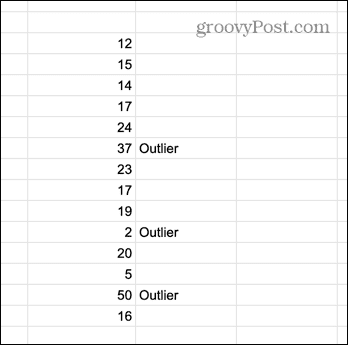 google sheets outliers