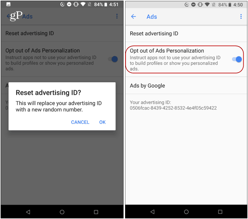 resetirajte ID oglašavanja Android