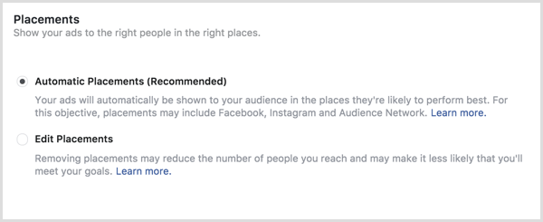 Facebook položaji oglasa