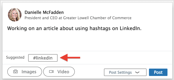 Upotrijebite jedan od prijedloga hashtaga LinkedIn ili unesite željene hashtagove.