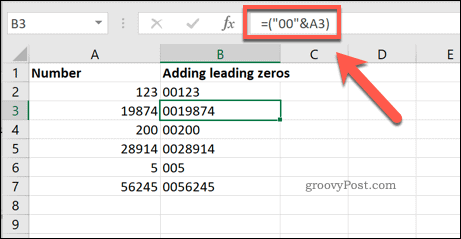 Dodavanje određenog broja vodećih nula u Excel ćelije